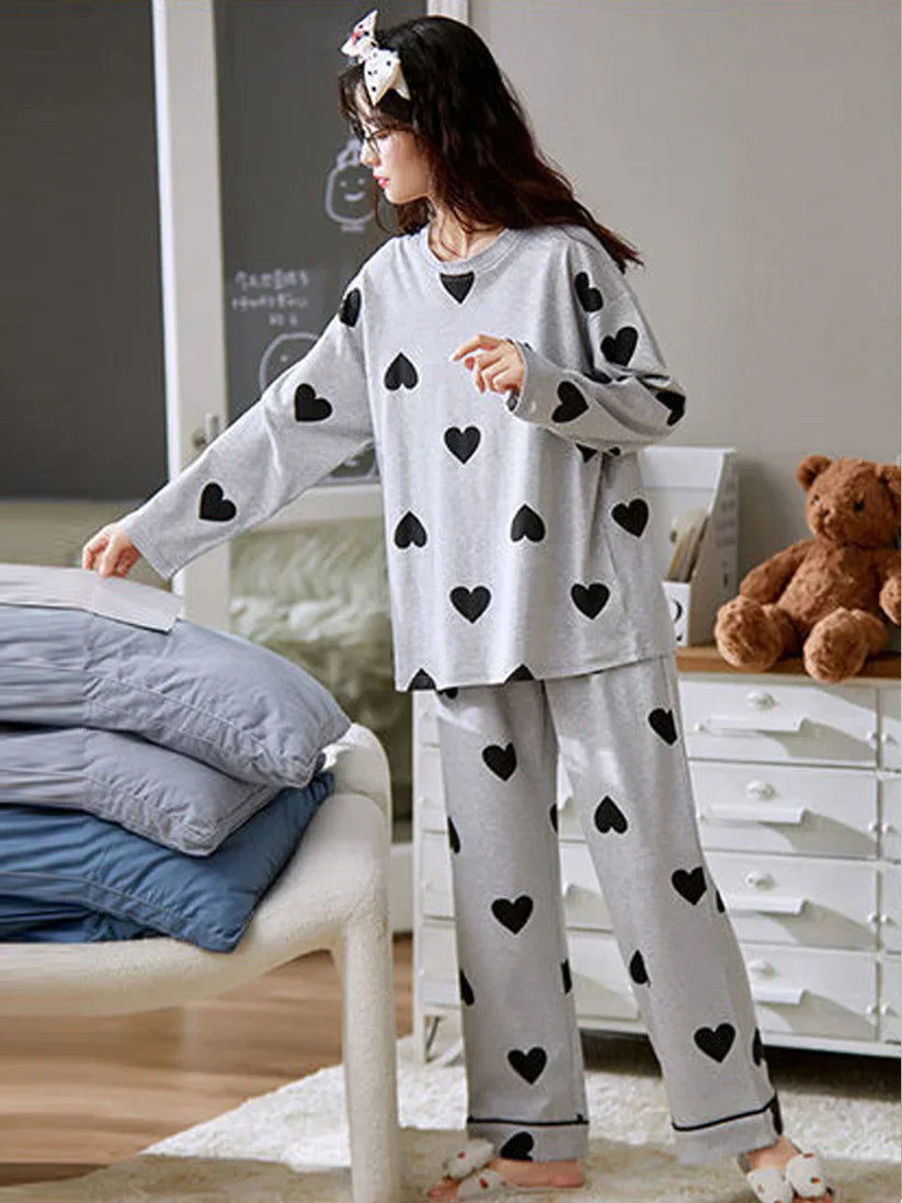 GREY HEART - PJ SUIT FOR WOMEN