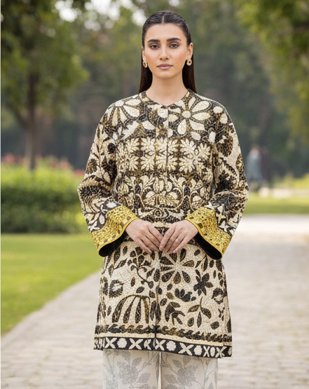 Cream Brown Flower Trending Printed Designs in Premium Lawn Fabric