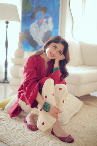 2PC Hania Amir Classic Wear Mahroon