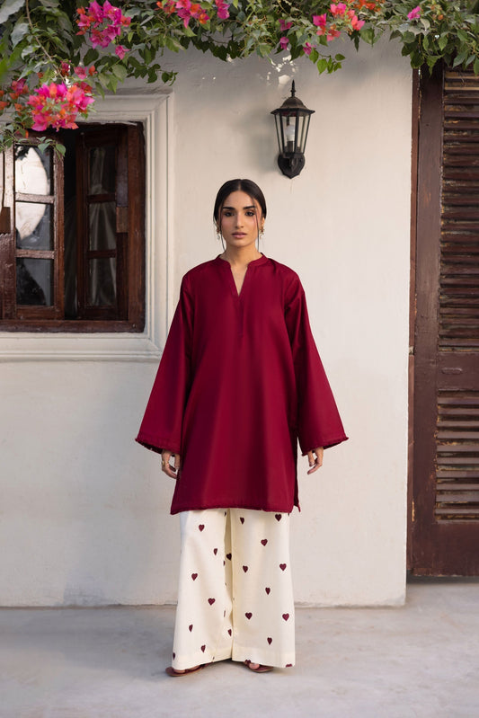 2PC Hania Amir Classic Wear Mahroon