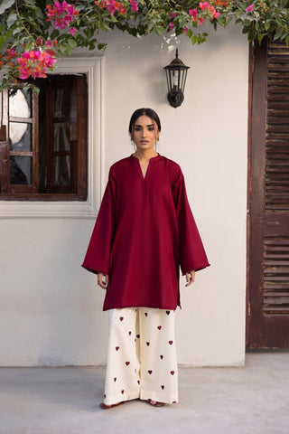 2PC Hania Amir Classic Wear Mahroon
