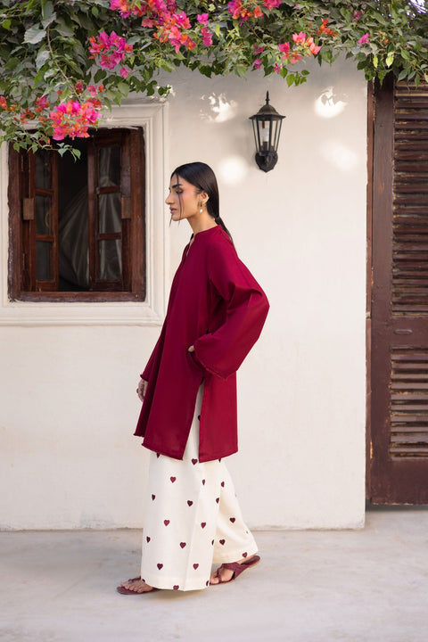 2PC Hania Amir Classic Wear Mahroon