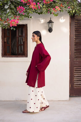 2PC Hania Amir Classic Wear Mahroon