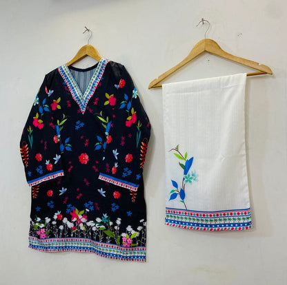 Saiyaara – Printed Crepe Silk Co-ord Set | Stylish 2-Piece Women’s Outfit Green.