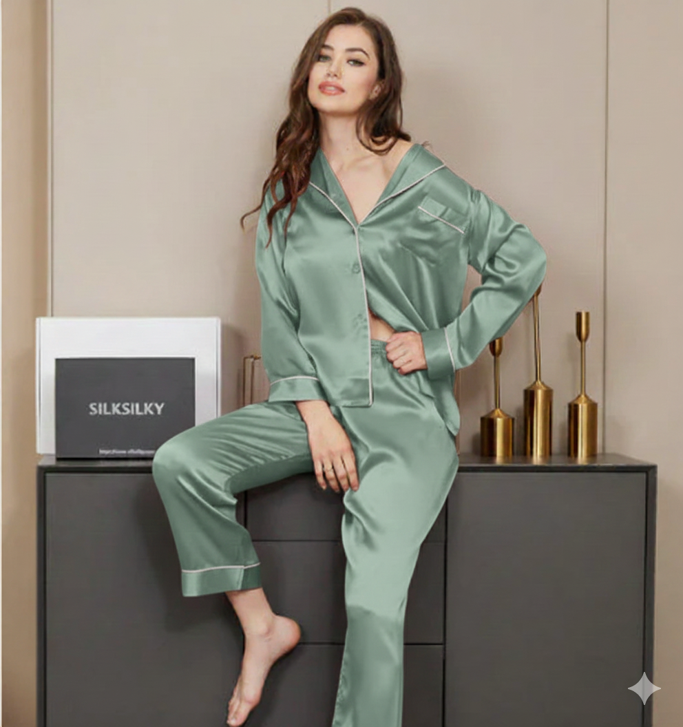 PLAIN SILK - SEAFOAM GREEN Baggy Trouser