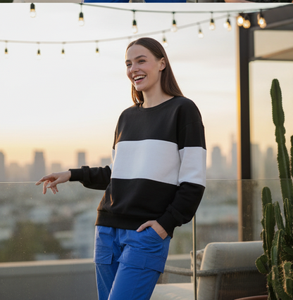 Black White And White Block SweatShirt