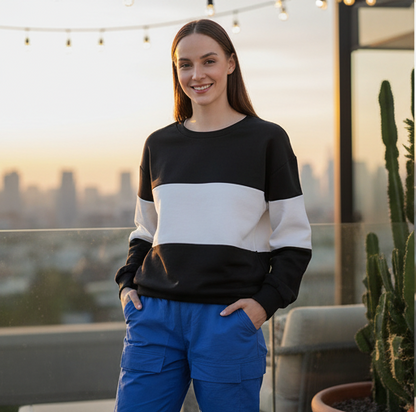 Black White And White Block SweatShirt