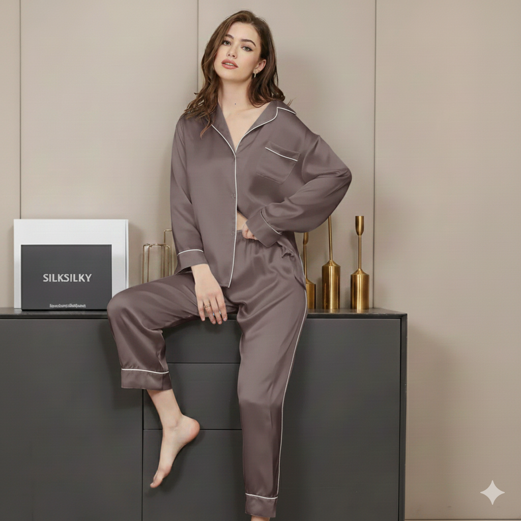 PLAIN SILK - Dusty Brown