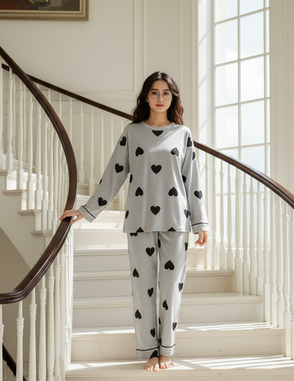 GREY HEART - PJ SUIT FOR WOMEN