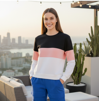 Black Pink And White Block Sweatshirt