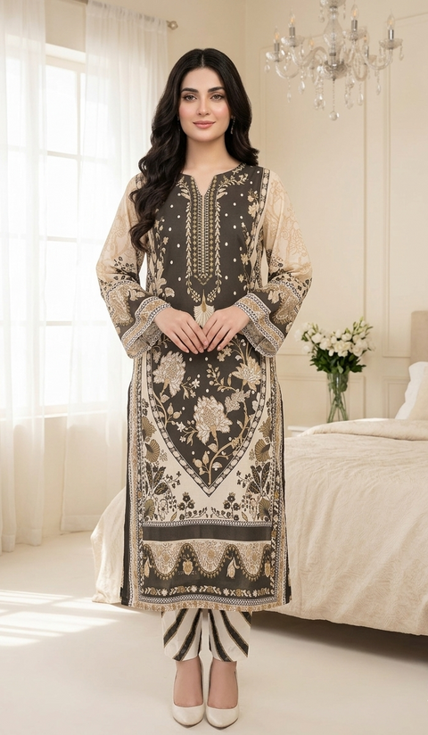 2PC Skin Black Soft Pastel Printed Outfit Y22
