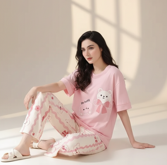 Pink Teddy PJ Suit – Cute & Comfy