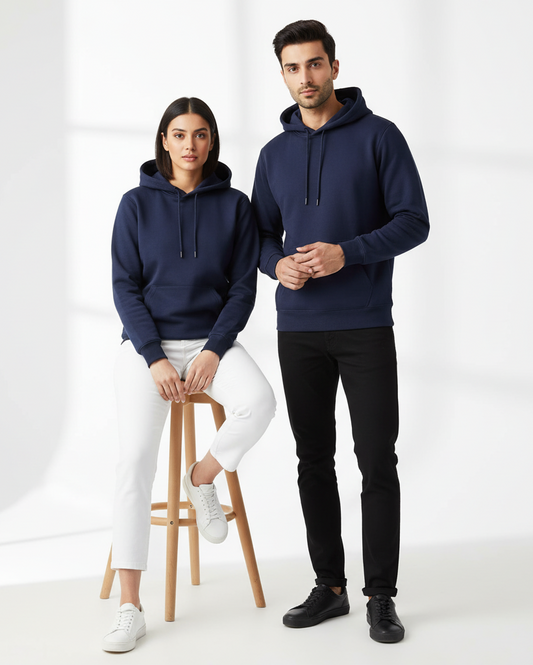 Plain Premium unisex hoodie Fleece Navy Blue