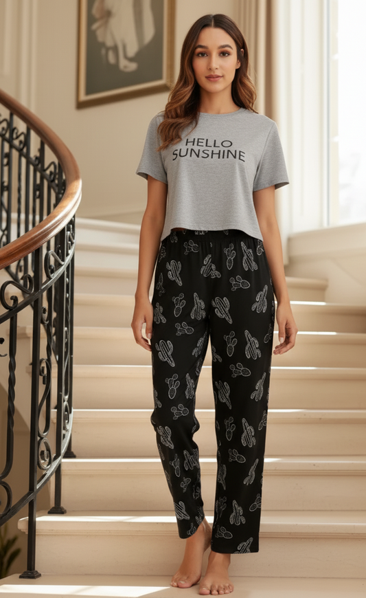 Hello Sunshine Printed Night Suit