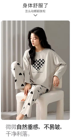 CHECKERED HEART PRINTED - PJ SUIT FOR WOMEN