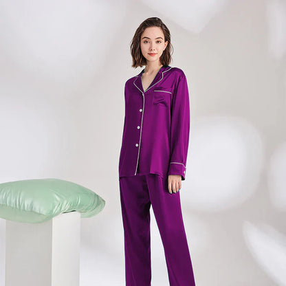 PLAIN SILK NIGHT SUIT - PURPLE