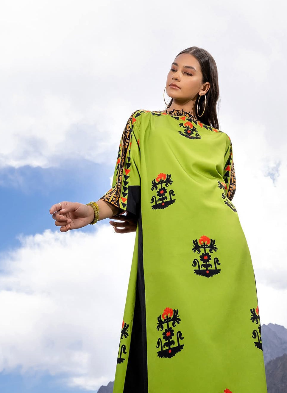 Green Long Trending Printed Designs in Premium Lawn Fabric