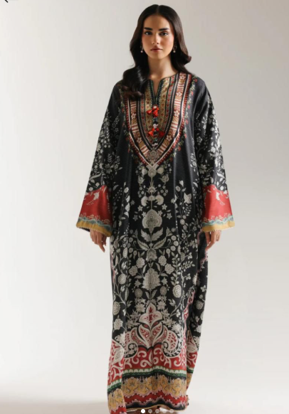 2PC Black Brown Soft Pastel Printed Outfit Y13