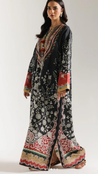 2PC Black Brown Soft Pastel Printed Outfit Y13