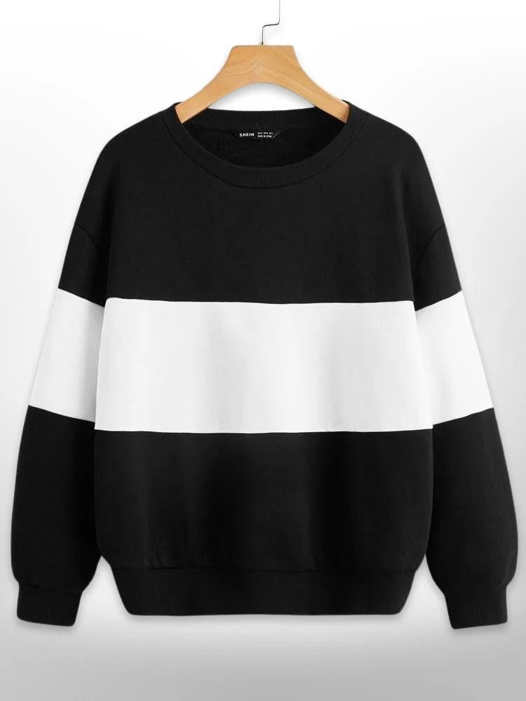 Black White And White Block SweatShirt