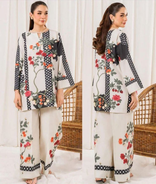 Black Red Flower Trending Printed Designs in Premium Lawn Fabric