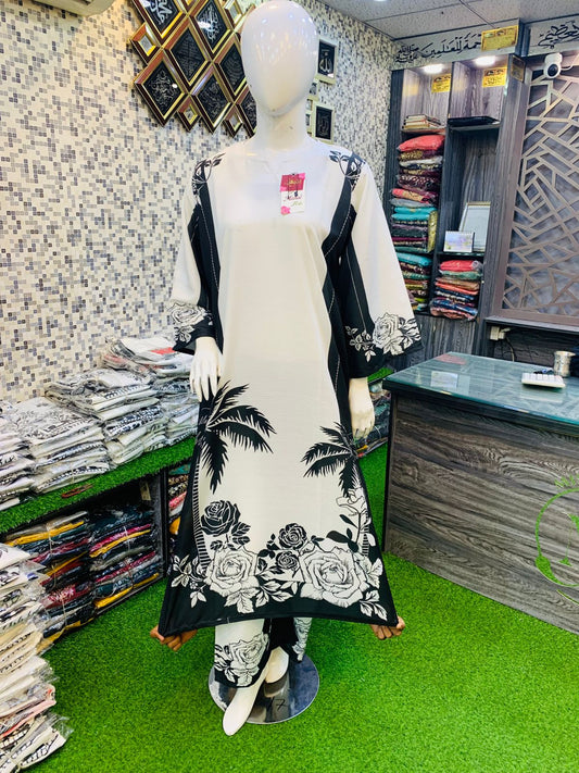 Black White Full Trending Printed Designs in Premium Lawn Fabric