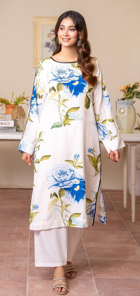 Blue Flower Trending Printed Designs in Premium Lawn Fabric