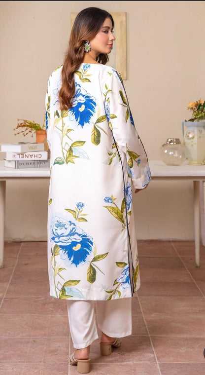 Blue Flower Trending Printed Designs in Premium Lawn Fabric