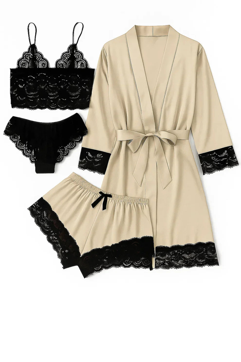 Royal Bridal Silk 4pcs set -  Champagne