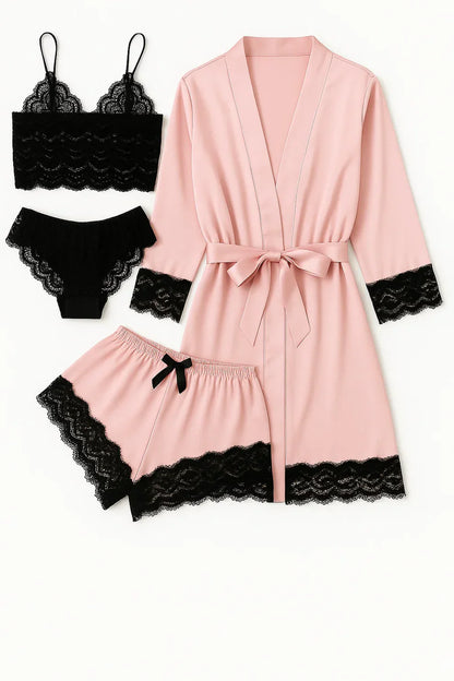 Royal Bridal Silk 4pcs set - Darkpink