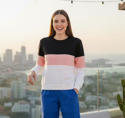 Black Pink And White Block Sweatshirt