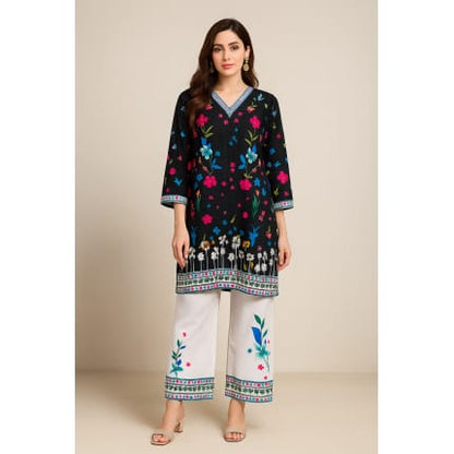 Saiyaara – Printed Crepe Silk Co-ord Set | Stylish 2-Piece Women’s Outfit Green.