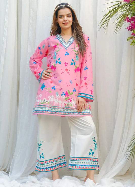 Pink Saiyaara – Printed Crepe Silk Co-ord Set | Stylish 2-Piece Women’s Outfit