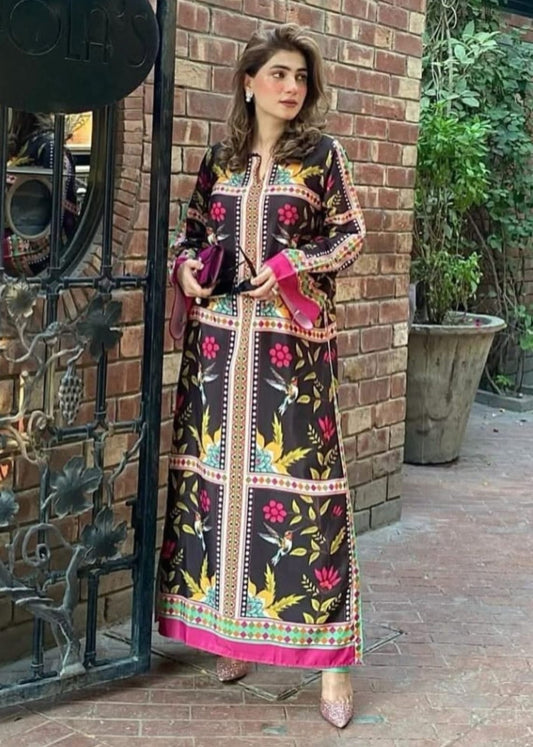Long Colour Full Black Trending Printed Designs in Premium Lawn Fabric