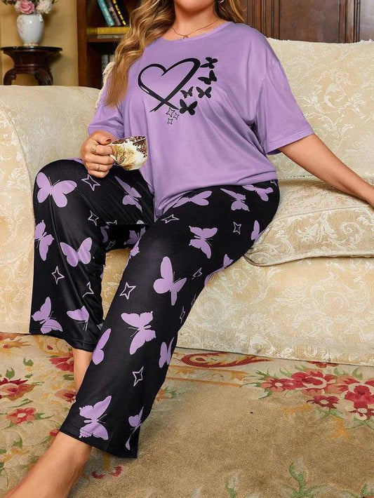 Purple Butterfly and heart PJ Suit