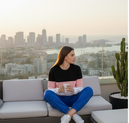 Black Pink And White Block Sweatshirt